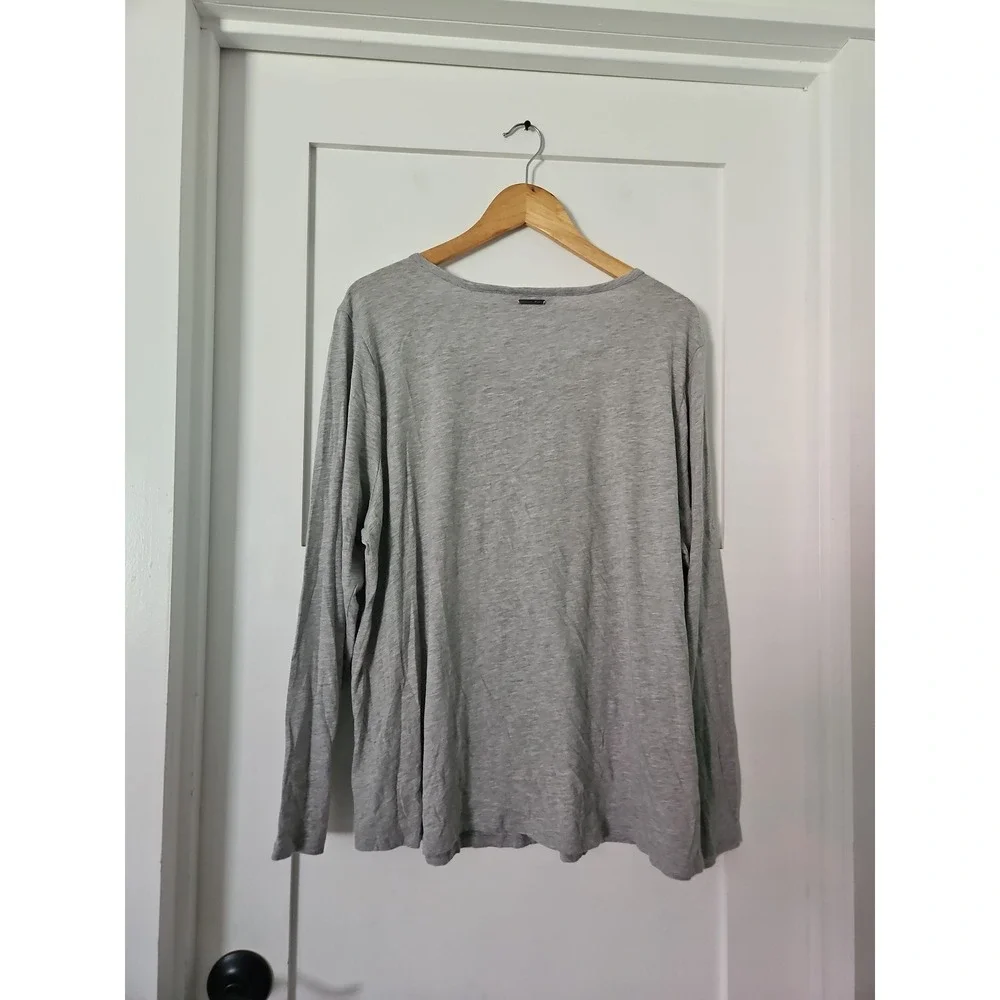 Michael Kors Gray Crystal MK Studded‎ Logo Long Sleeve Shirt 2X